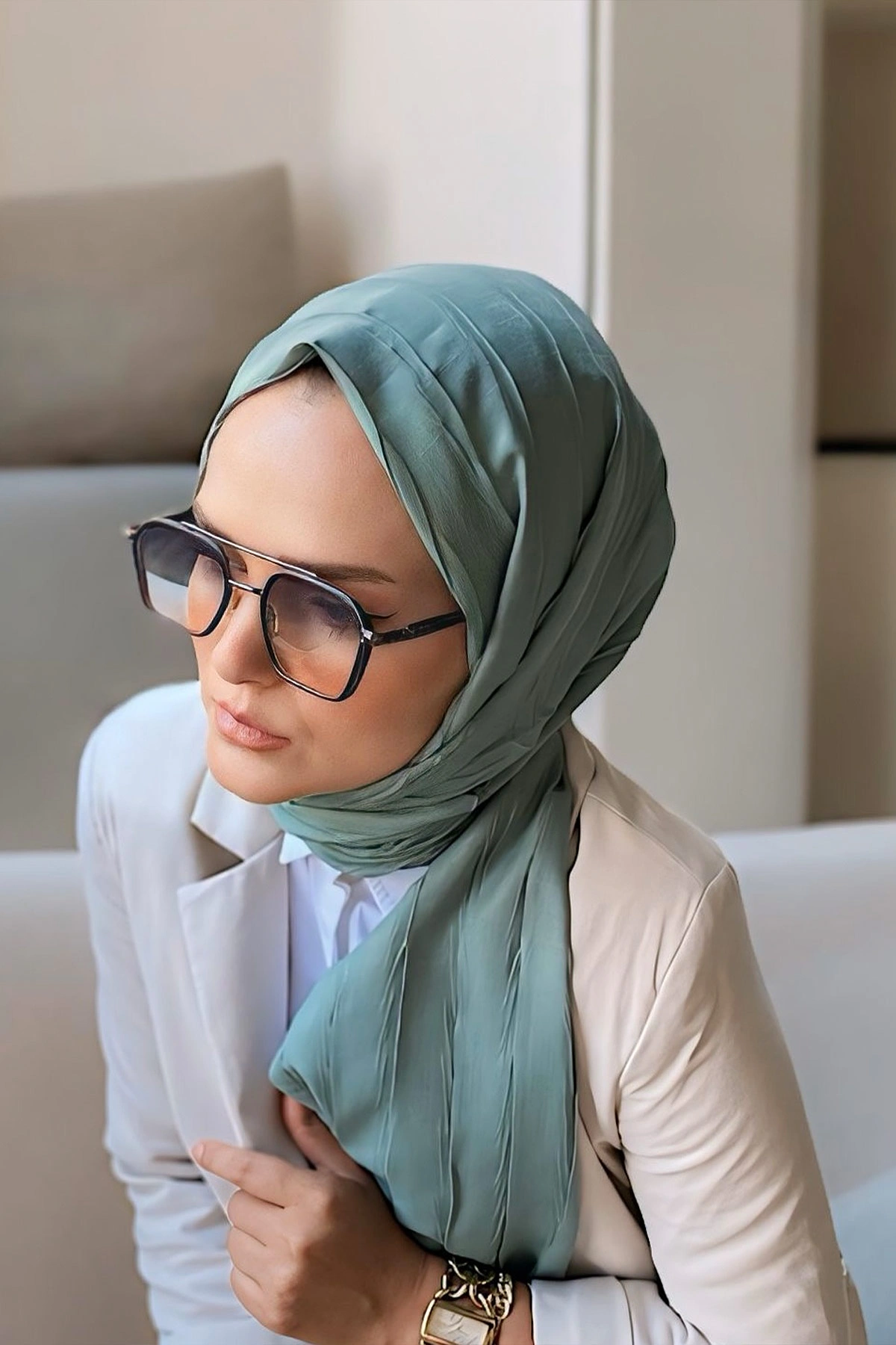 Su Yeşili 75x180 Piliseli Bambu Şal 282803