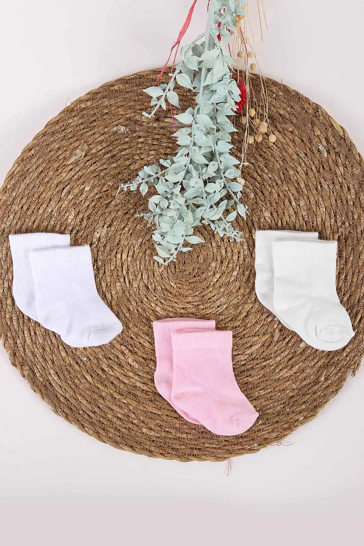 Çoklu Renk (0-1 Yaş)Karışık Desenli Kız Bebek  3'lü Çorap Set 452428