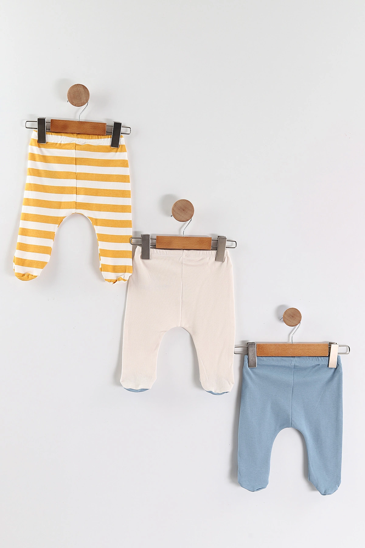 Çoklu Renk (0-6 Ay) Baskılı Patikli Erkek Bebek 3'lü Pijama Alt 469246