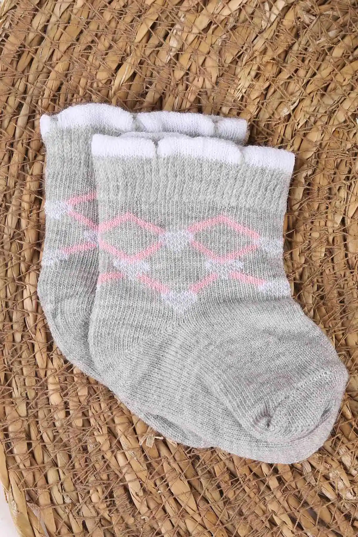 Çoklu Renk (0-6 Ay) Karışık Desen 3'lü Kız Bebek Çorap 467395