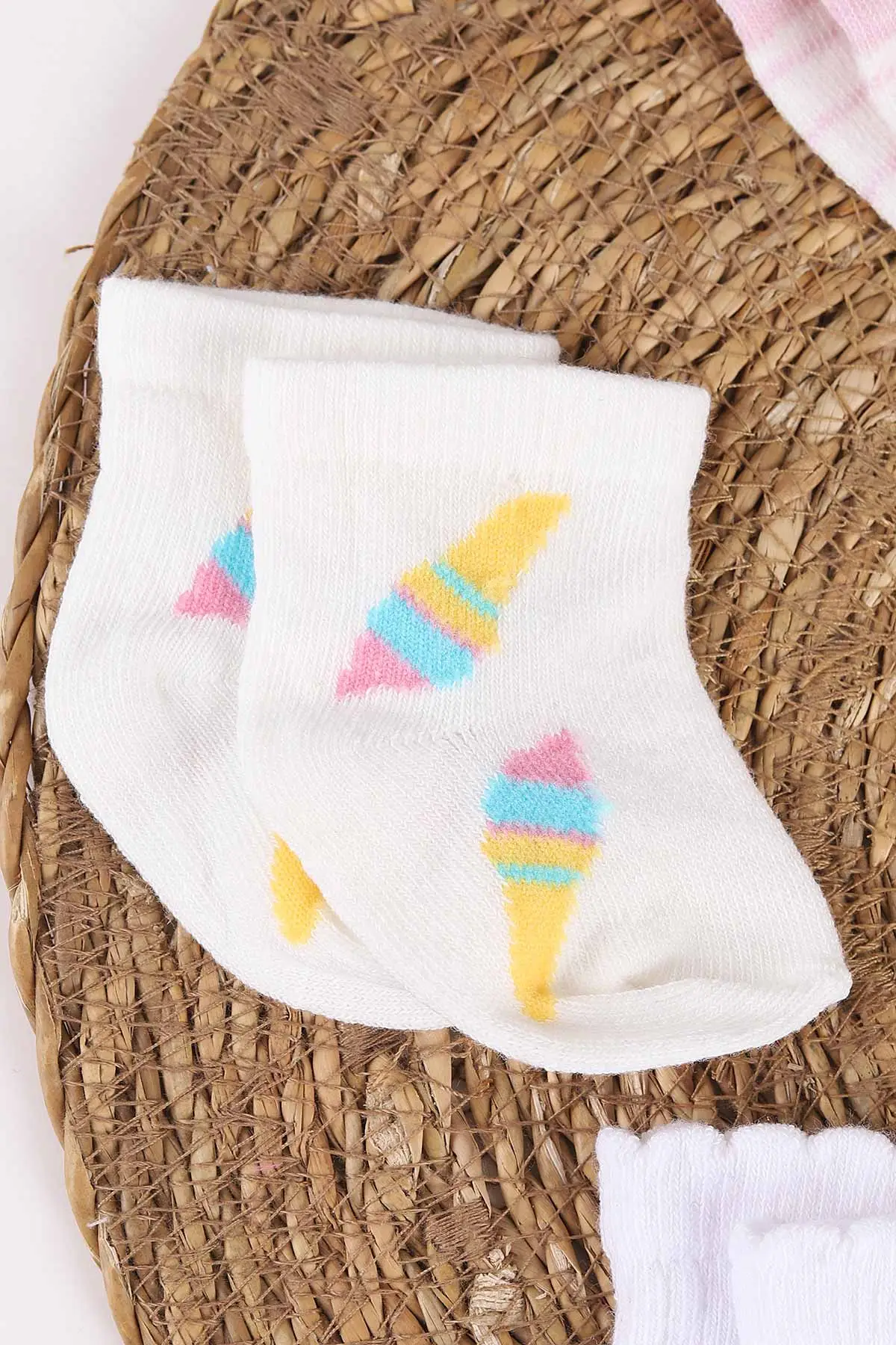 Çoklu Renk (0-6 Ay) Karışık Desenli 6'lı Kız Bebek Çorap 467517