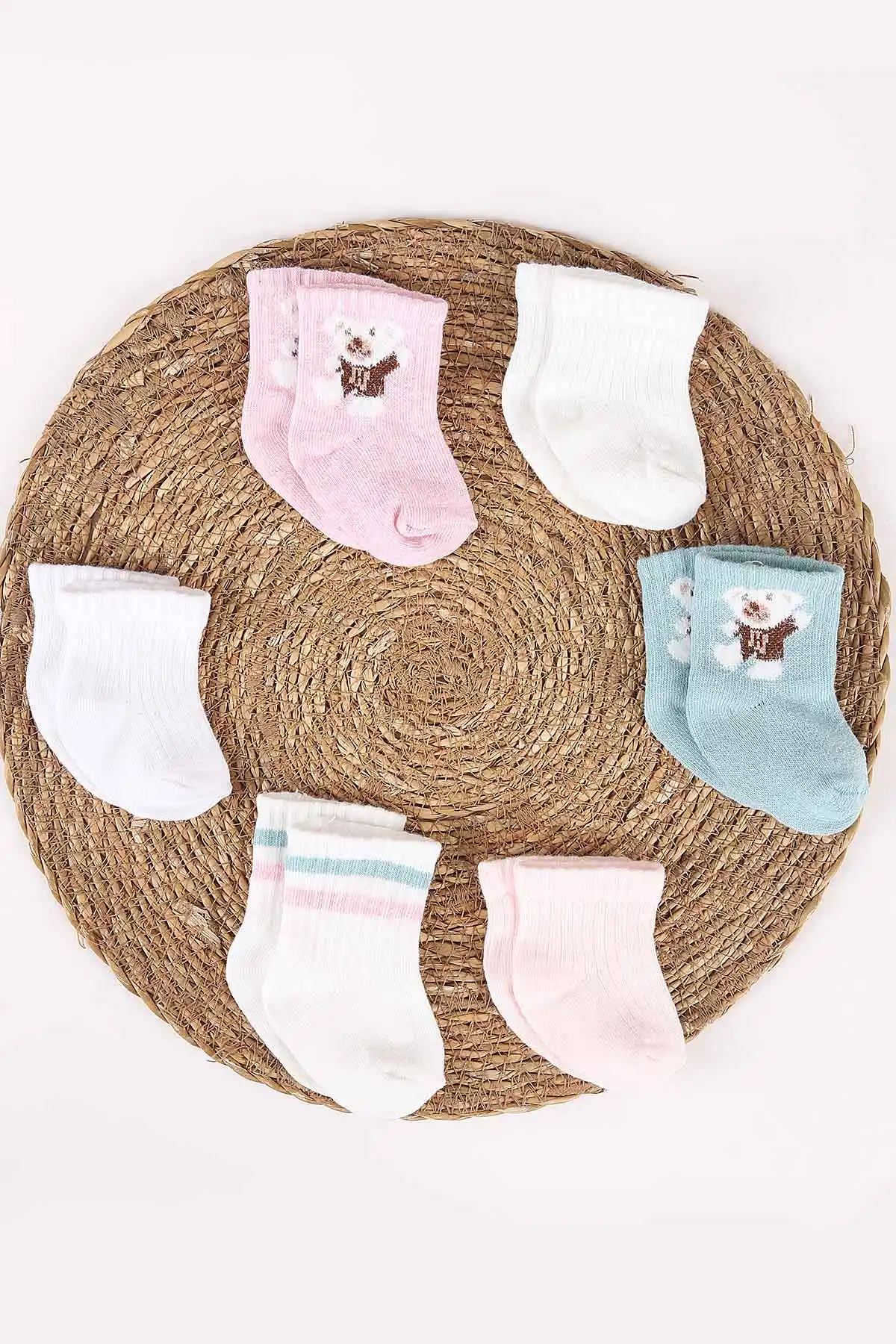 Çoklu Renk (0-6 Ay) Karışık Desenli 6'lı Kız Bebek Çorap 467518