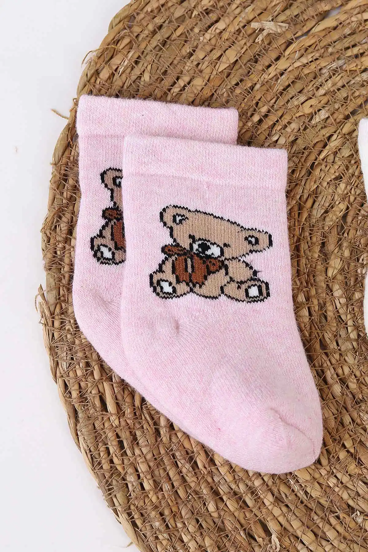 Çoklu Renk (1-4 Yaş) Ayıcık Desenli   3'lü Havlu Kız Bebek&Çocuk Soket Çorap 482419
