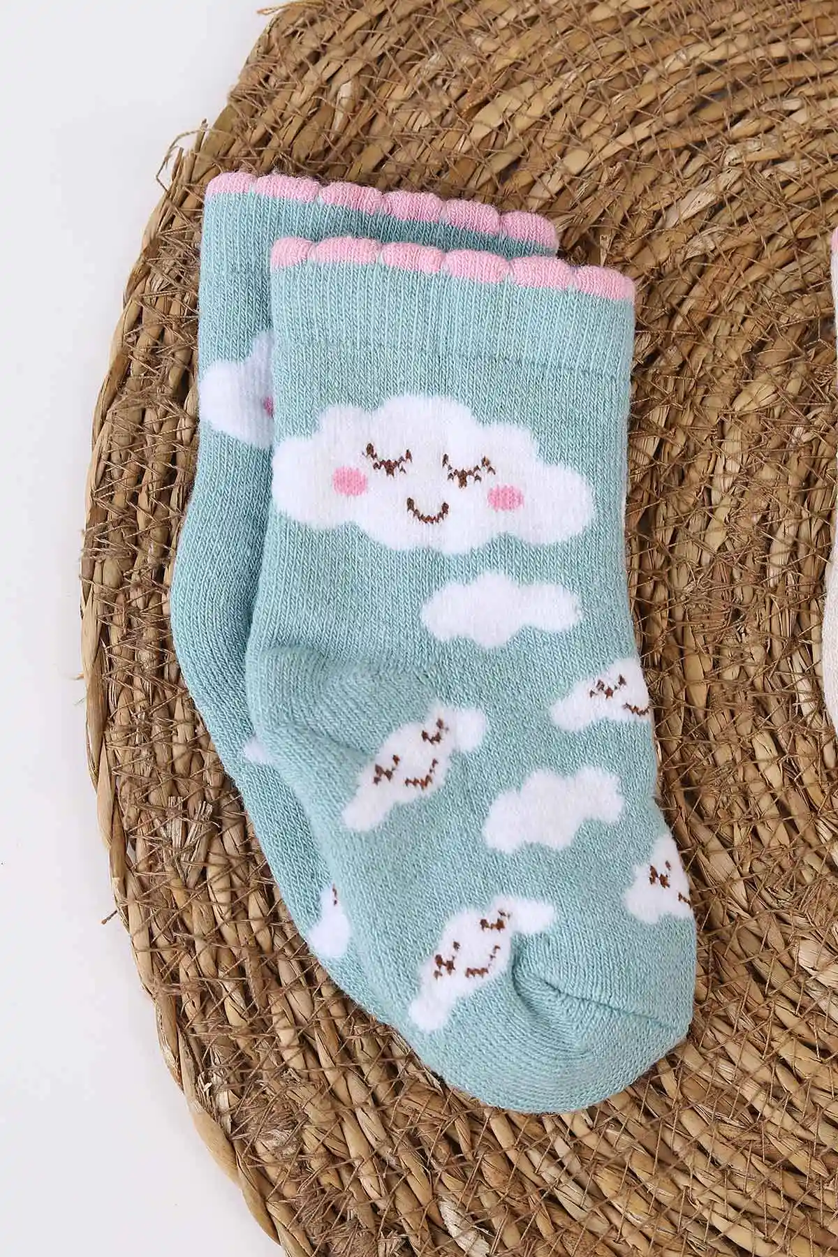 Çoklu Renk (1-4 Yaş)  Desenli   3'lü Havlu Kız Bebek&Çocuk Soket Çorap 482420