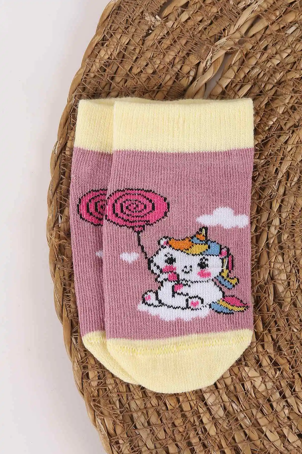 Çoklu Renk (1-6  Yaş )  Desenli  4'lü Kız Çocuk Soket Çorap 455893