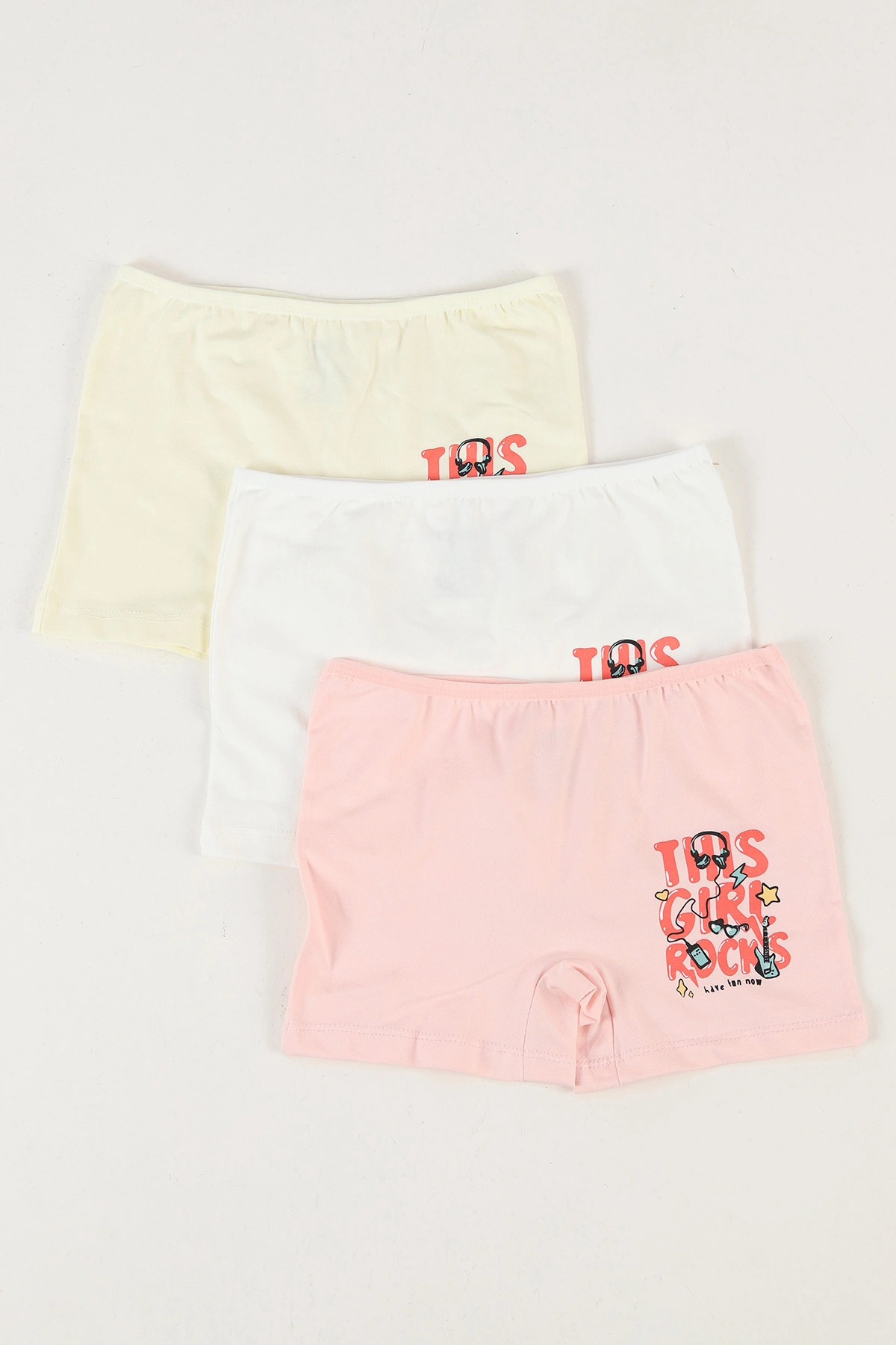 Çoklu Renk (11-15 Yaş)Baskılı Kız Çocuk 3'lü Boxer 460939