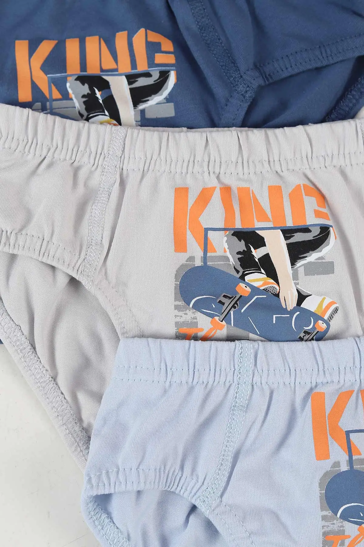 Çoklu Renk (11-15 Yaş)King Kaykay Baskılı Erkek Çocuk 3'lü Slip Külot 460984