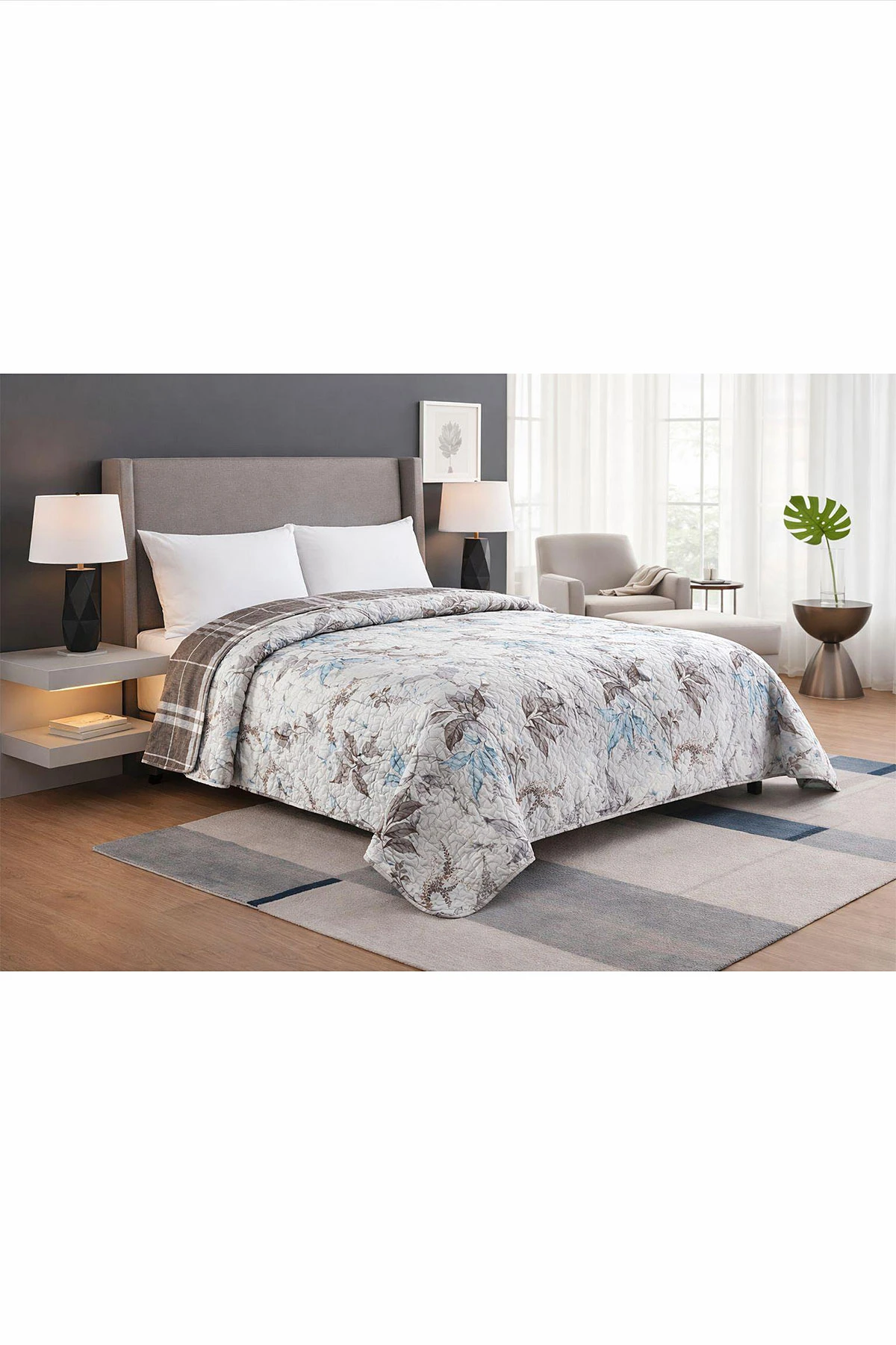 Çoklu Renk 200x220 Cm Bella Home Aden Çift Kişilik Çok Amaçlı Yatak Örtüsü 474813