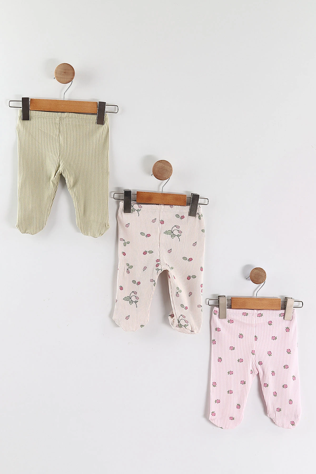 Çoklu Renk (3-6 Ay) Ahududu Baskılı 3'lü Kız Bebek Tek Alt 468755