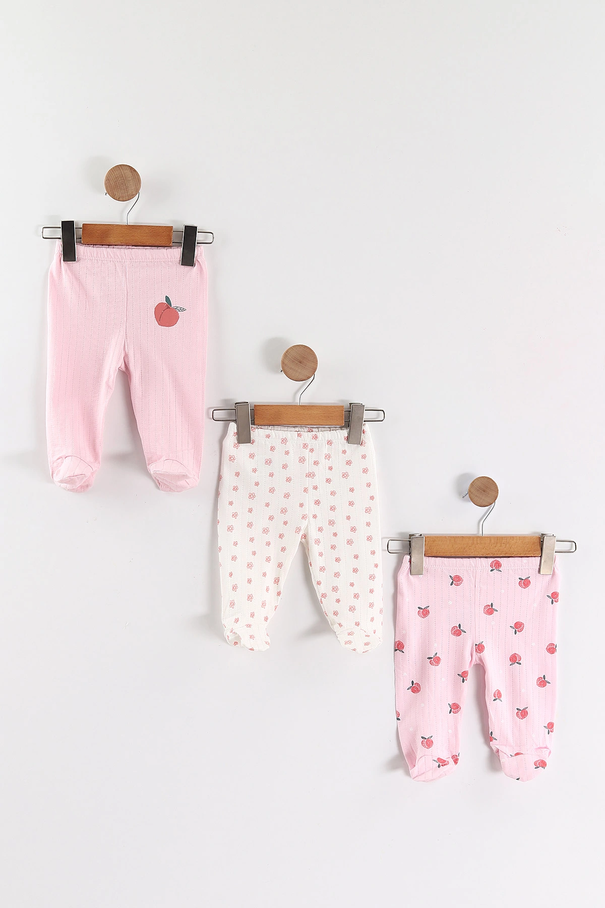 Çoklu Renk (3-6 Ay) Çiçek Baskılı 3'lü Patikli Kız Bebek Tek Alt 469138