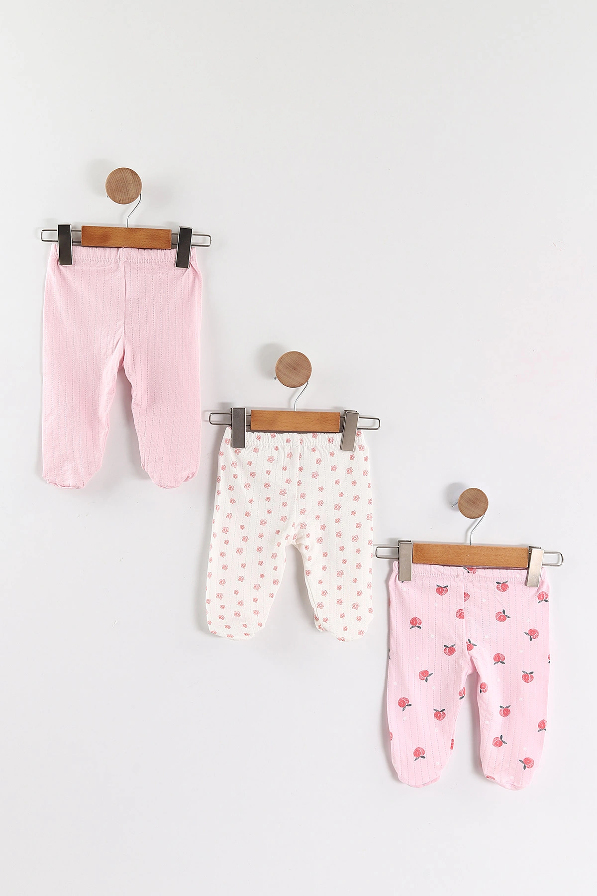 Çoklu Renk (3-6 Ay) Çiçek Baskılı 3'lü Patikli Kız Bebek Tek Alt 469138