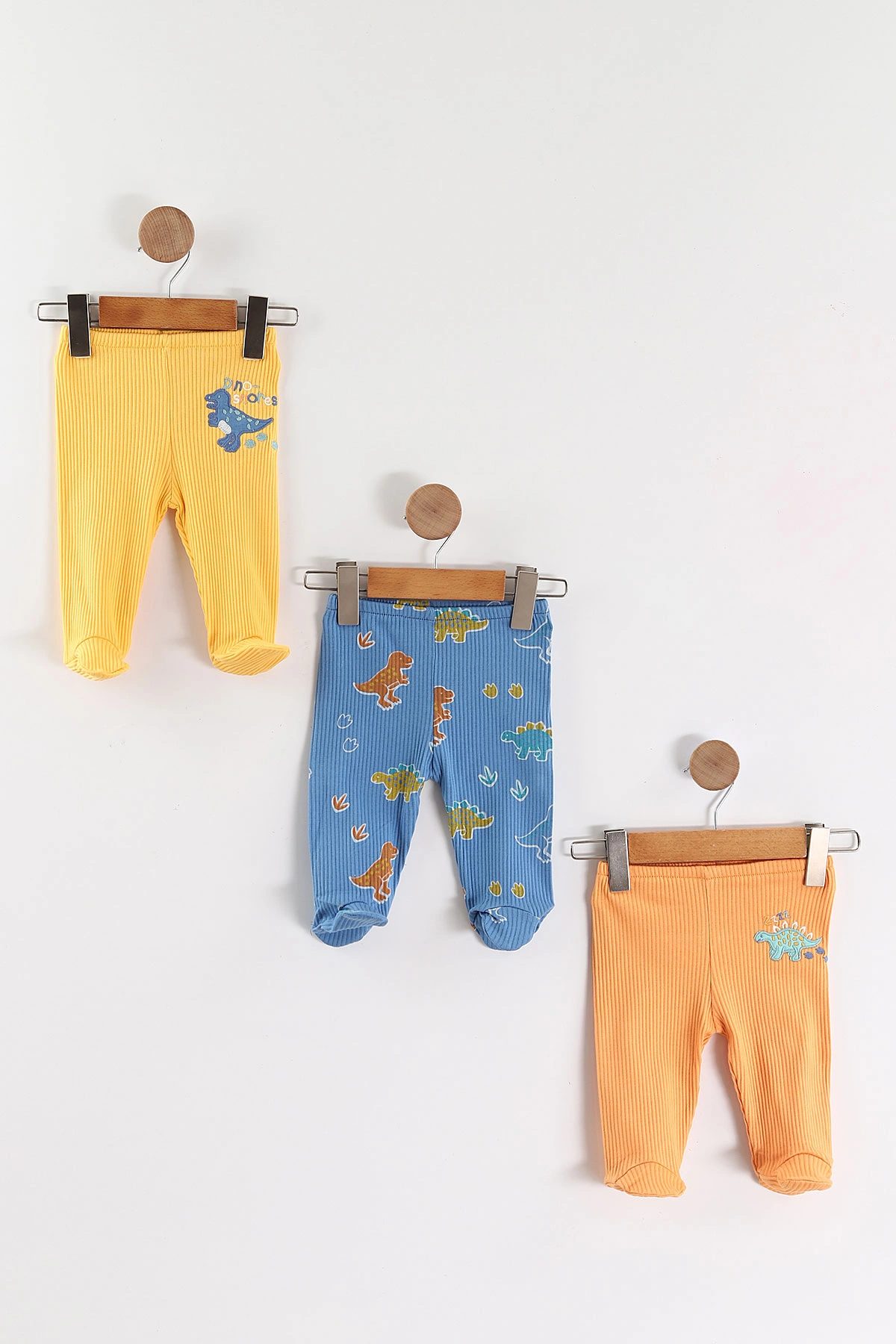 Çoklu Renk (3-6 Ay) Dinazor Baskılı 3'lü Erkek Bebek Alt 468921