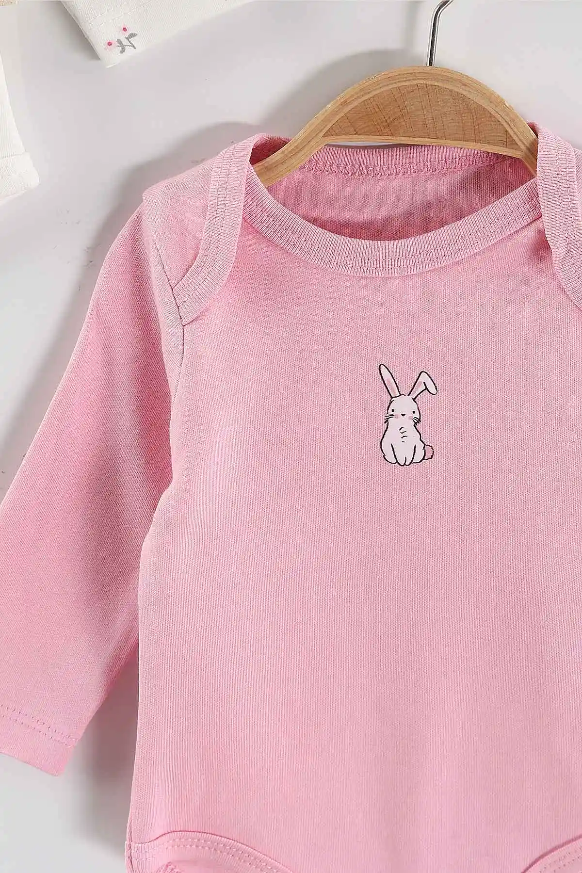 Çoklu Renk (3-9 Ay) Tavşan Desenli 3'lü Kız Bebek Çıtçıtlı Badi 469148