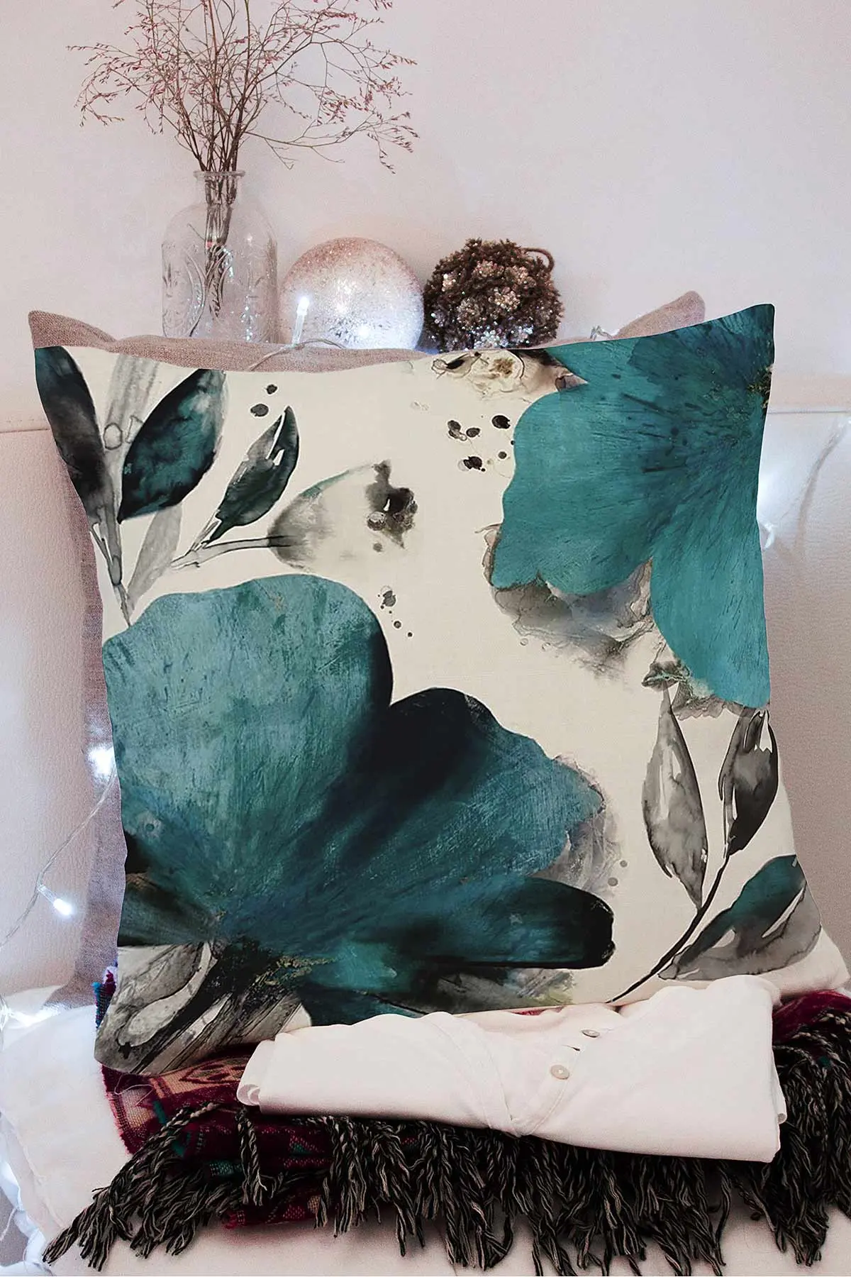 43x43 Dijital Baskılı Fermuarlı Modern Kırlent Kılıfı 308656