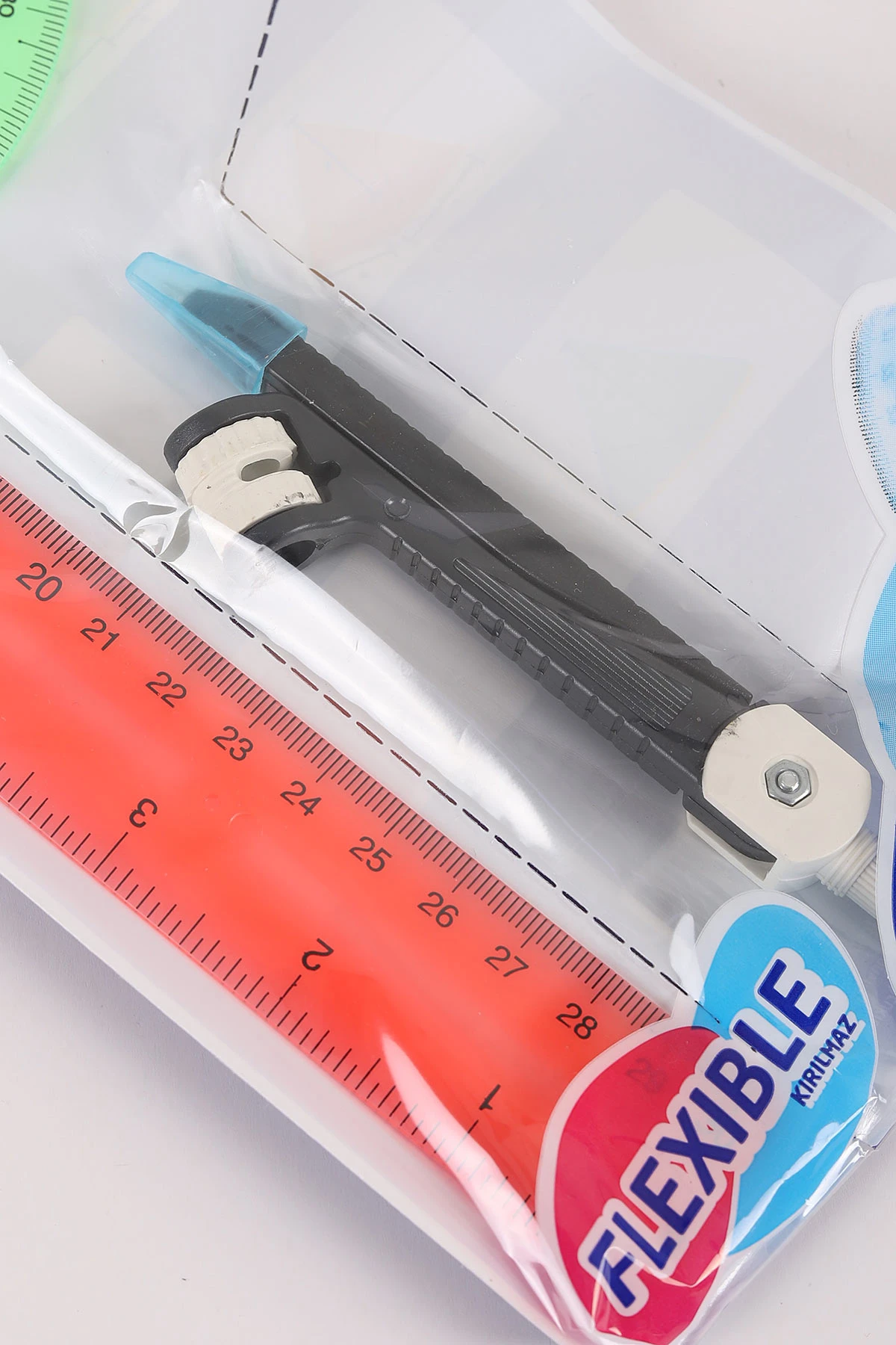 Çoklu Renk Ark Pergelli Plastik Esnek Kırılmaz Cetvel Takımı 4 Parça 457042