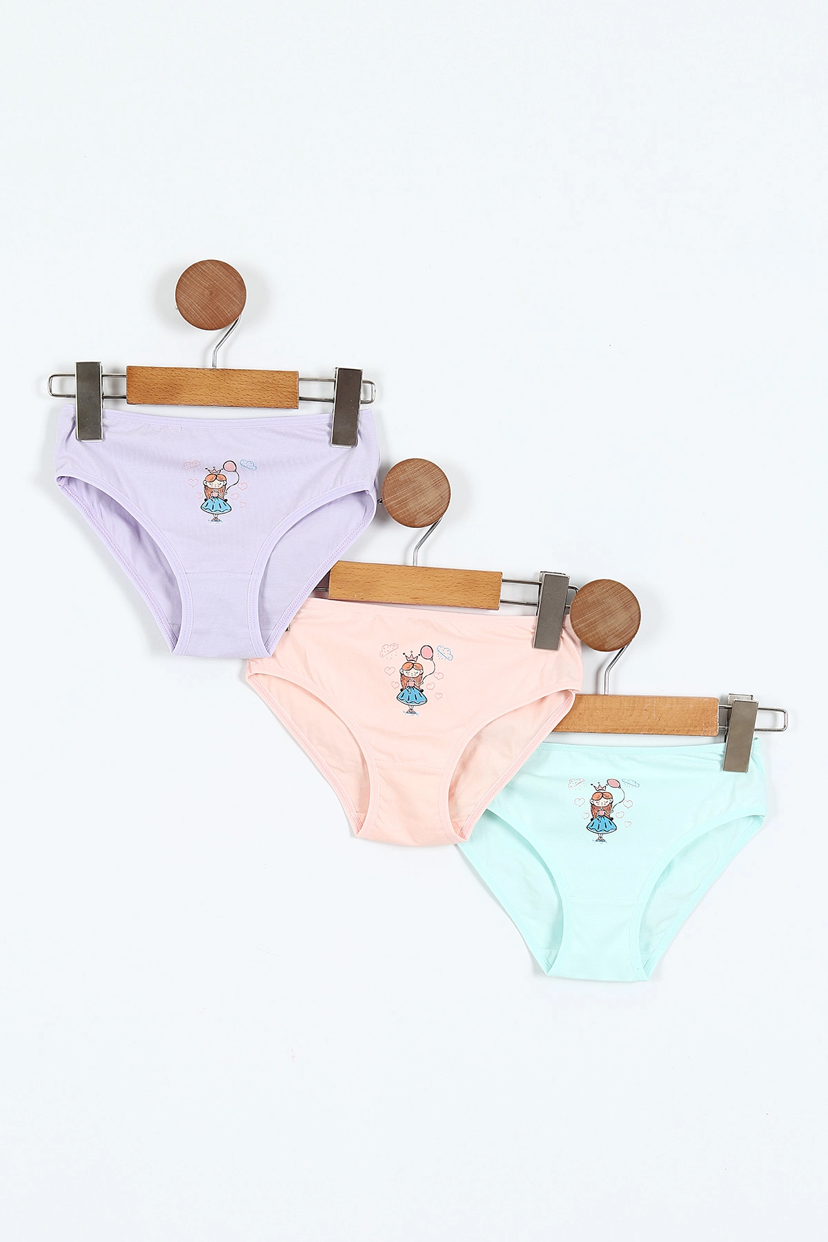 Çoklu Renk Berrak (3-10 Yaş) Üçlü Paket Baskılı Kız Çocuk Boxer 372195