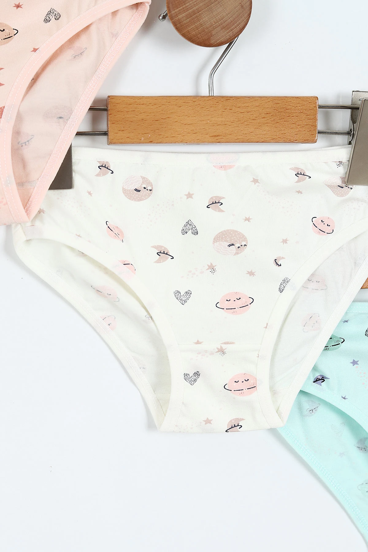 Çoklu Renk Berrak (3-12 Yaş) Üçlü Paket Baskılı Kız Çocuk Boxer 372196