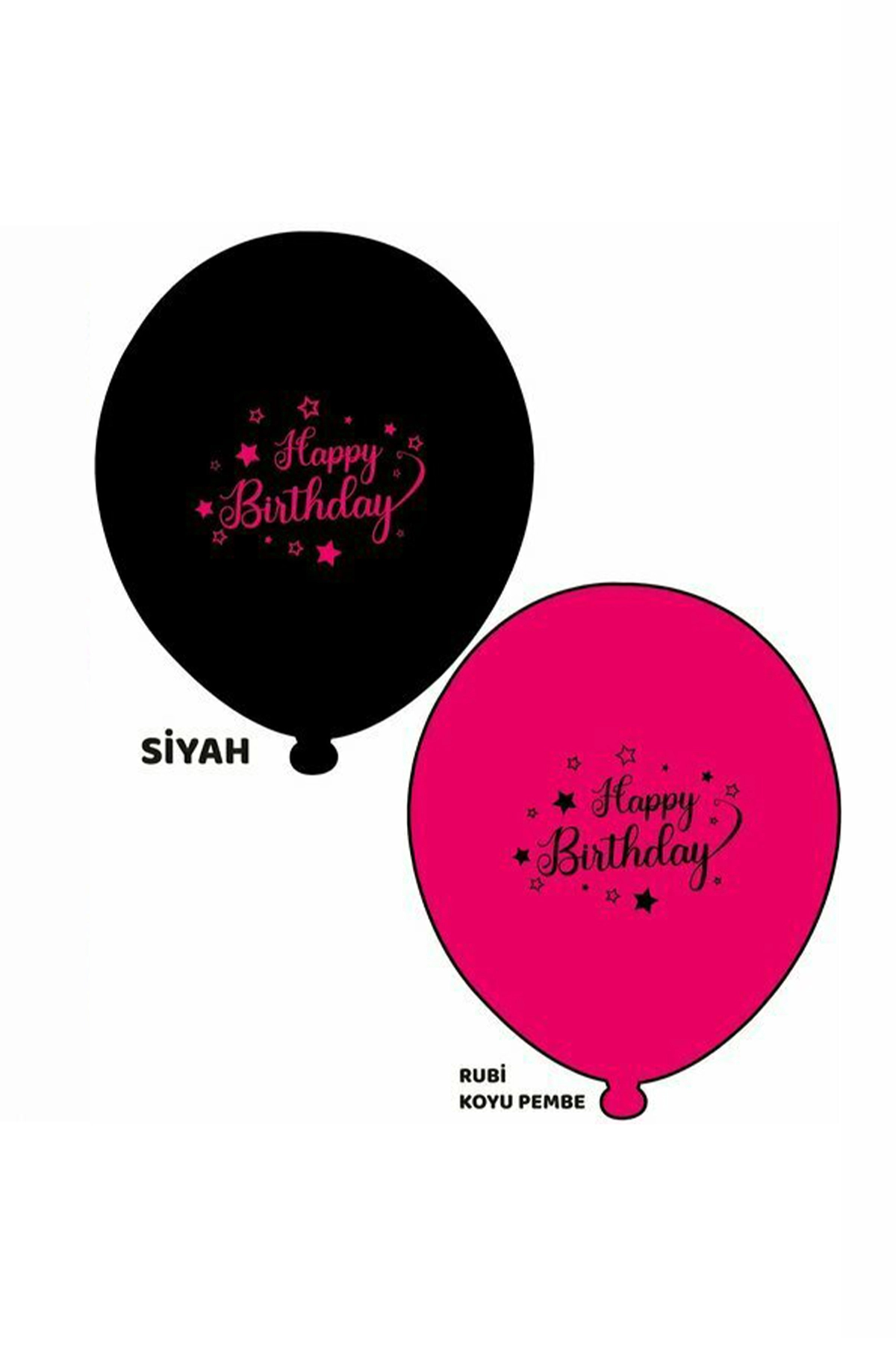 Siyah Fuşya Happy Bırthday Baskılı Balon 10 'lu 303868