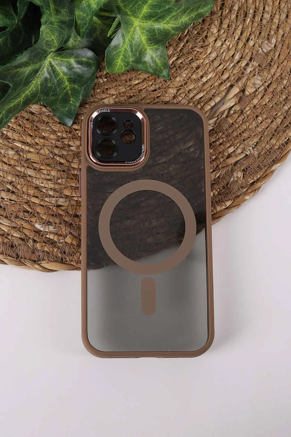 Çöl TeknoCase İPhone 12 Uyumlu Wesley Case Serisi Magsafe Özellikli Transparan Sert Silikon Telefon Kılıfı 430583