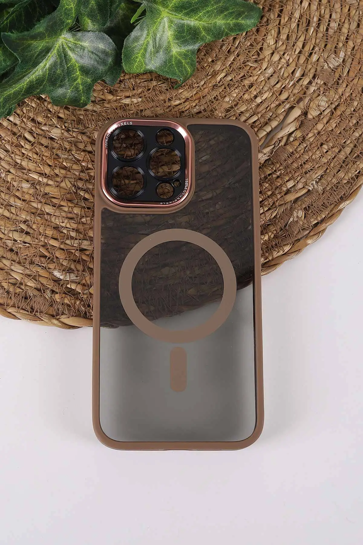 Çöl TeknoCase İPhone 15 Pro Max Uyumlu Wesley Case Serisi Magsafe Özellikli Transparan Sert Silikon Telefon Kılıfı 430606