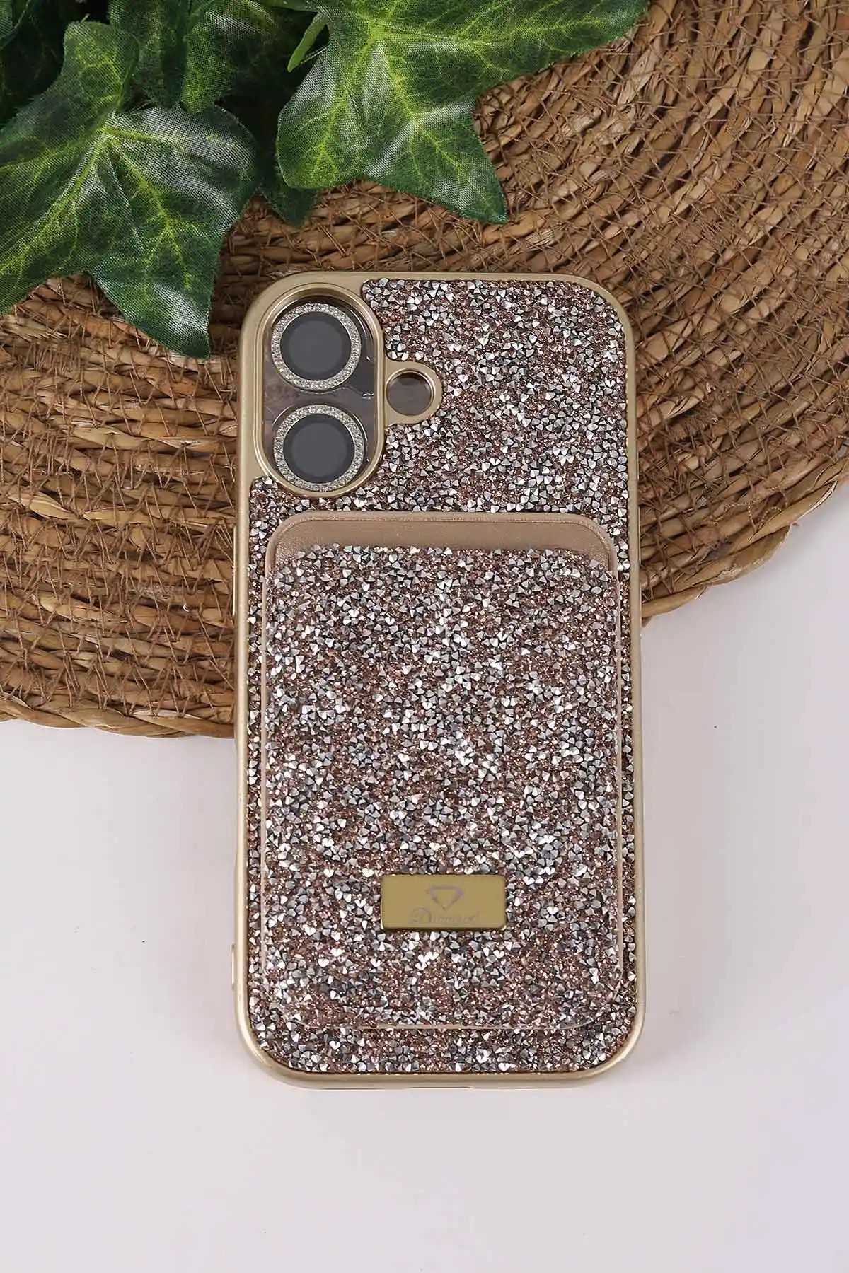 Çöl TeknoCase İPhone 17 Uyumlu Viola Diamond Case Serisi Kartlıklı Lens Hediyeli Sert Silikon Telefon Kılıfı 430856