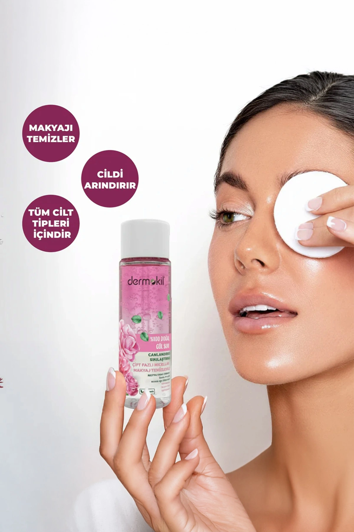 Dermokil %100 Doğal Gülsuyu Çift Fazlı Makyaj Temizleyici 150 Ml 438755