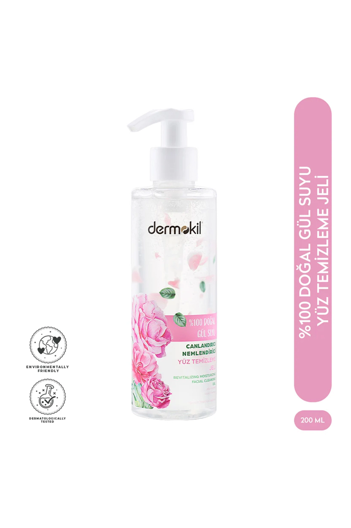 Dermokil %100 Doğal Gülsuyu Nemlendirici Yüz Temizleme Jeli 200 Ml 438748