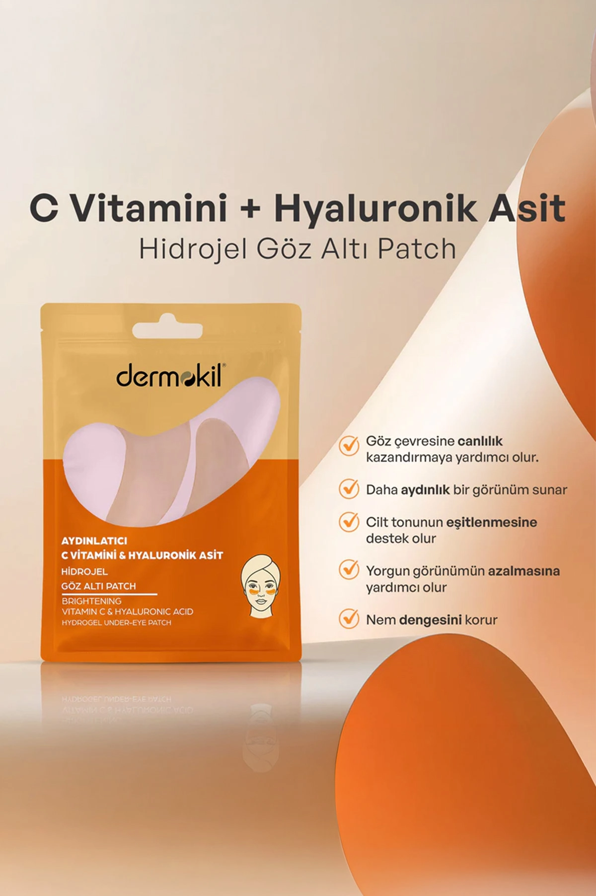 Dermokil Aydınlatıcı C Vitamini Hidrojel Gözaltı Patch - Göz Altı Maskesi 7 Gr 438502