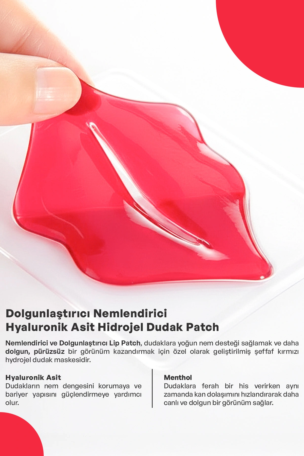 Dermokil Dolgunlaştırıcı Nemlendirici Hyaluronik Asit Hidrojel Patch Dudak Maskesi 8 Gr 466569
