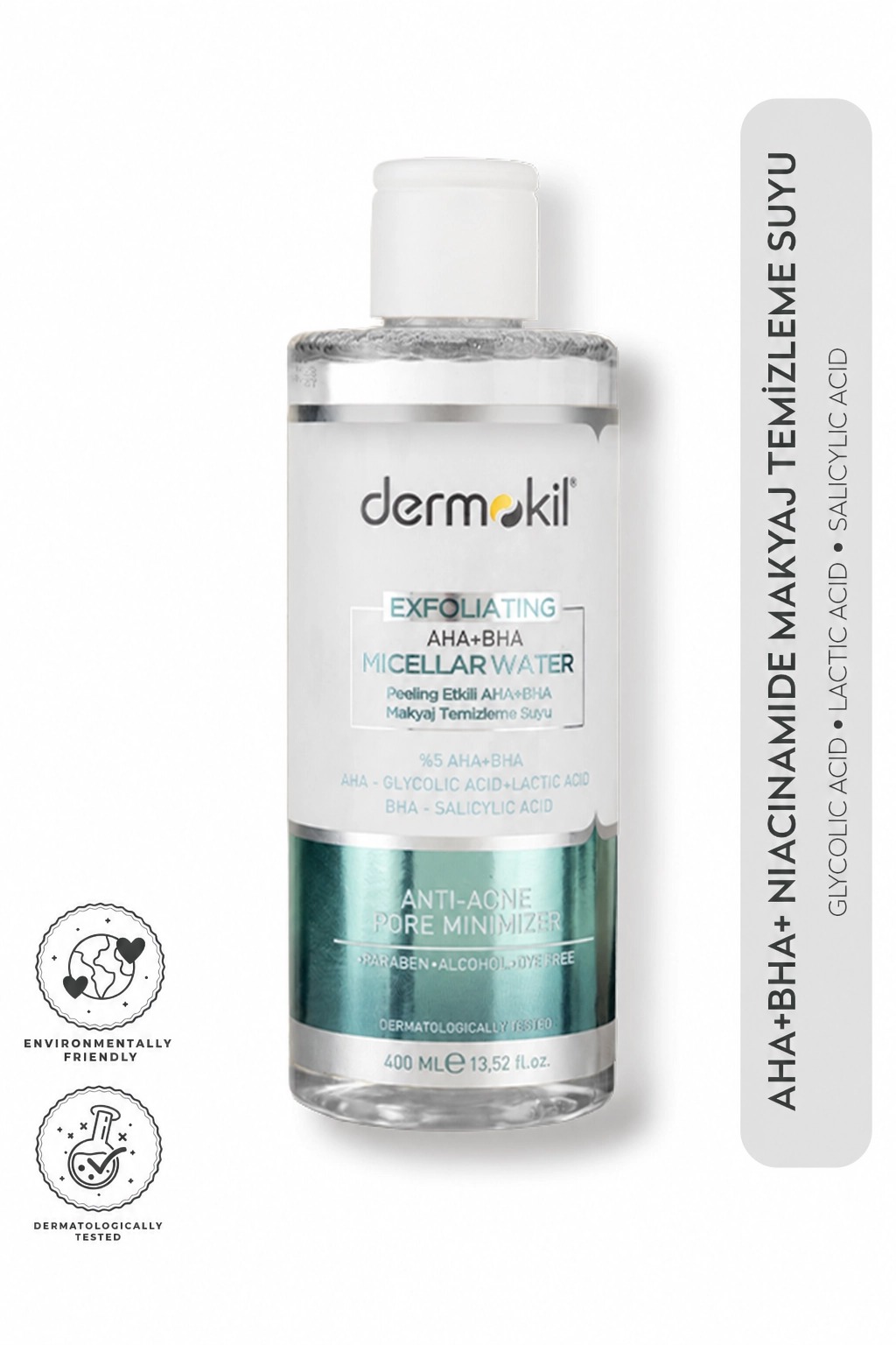 Dermokil Exfoliating AHA + BHA Niacinamide Micellar Makyaj Temizleme Suyu 400 Ml 497557