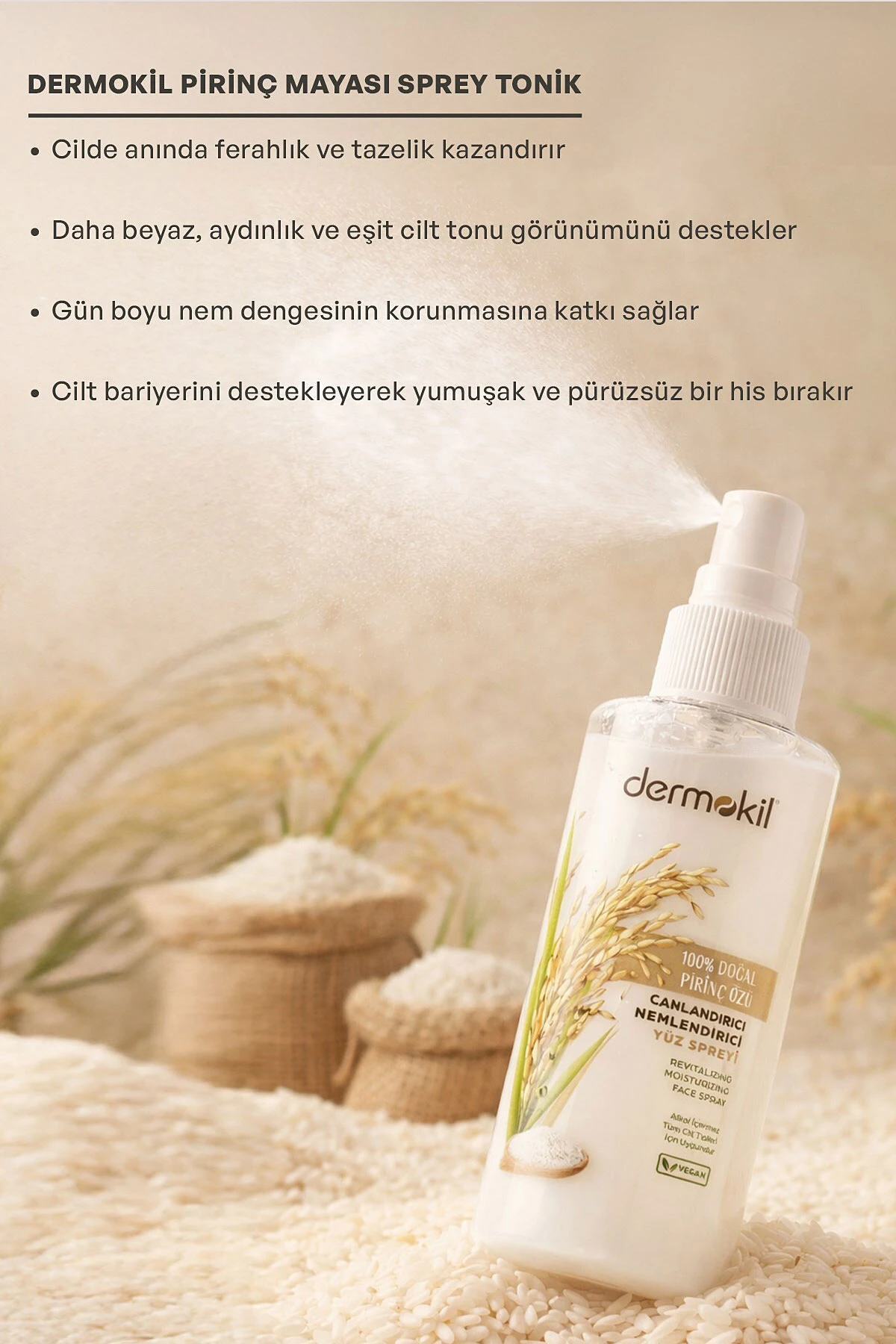 Dermokil Pirinç Mayası Beyazlatıcı Canlandırıcı Yüz Spreyi 50 Ml 472891