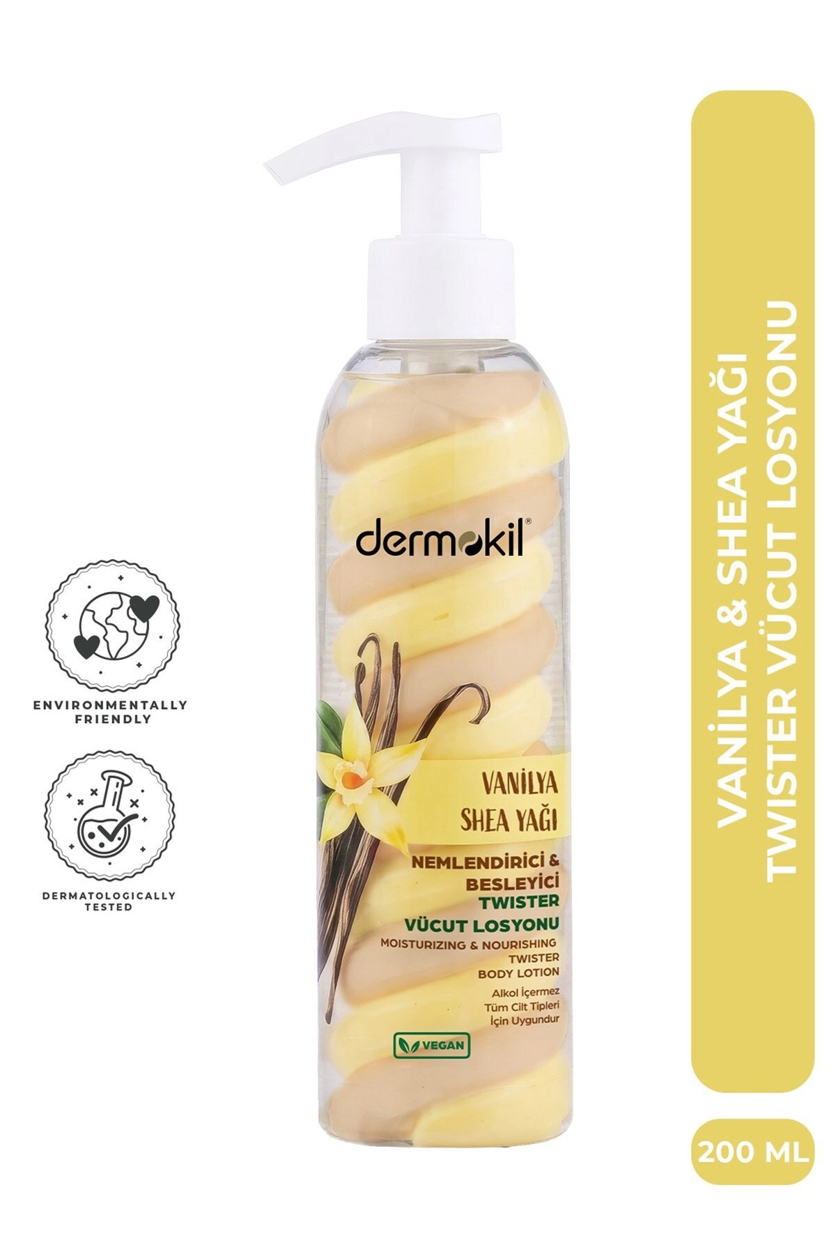 Dermokil Vanilya Shea Yağı Nemlendirici ve Besleyici Twister Vücut Losyonu 200 Ml 466521