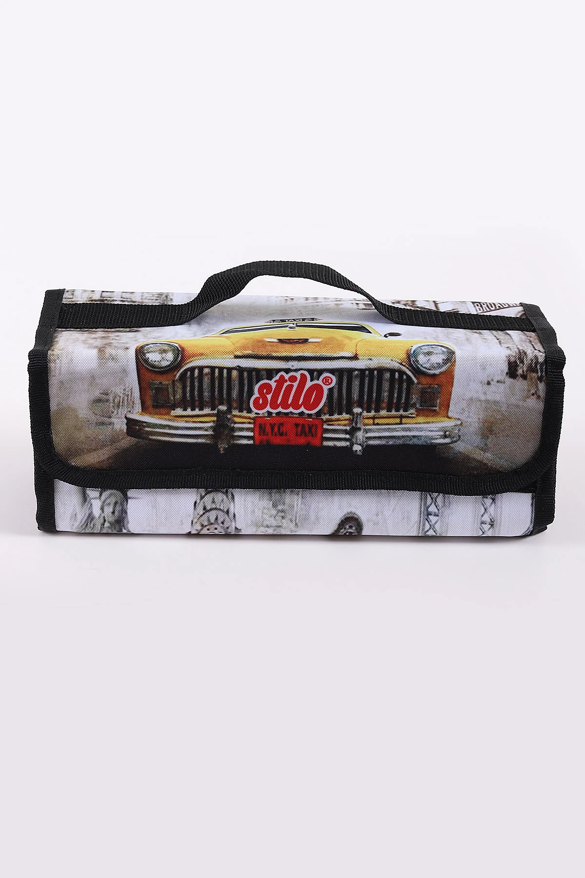 Desenli 10x25 Cm Stilo Kumaş Desenli 4 Gözlü Çantalı Kalem Kutu 441706