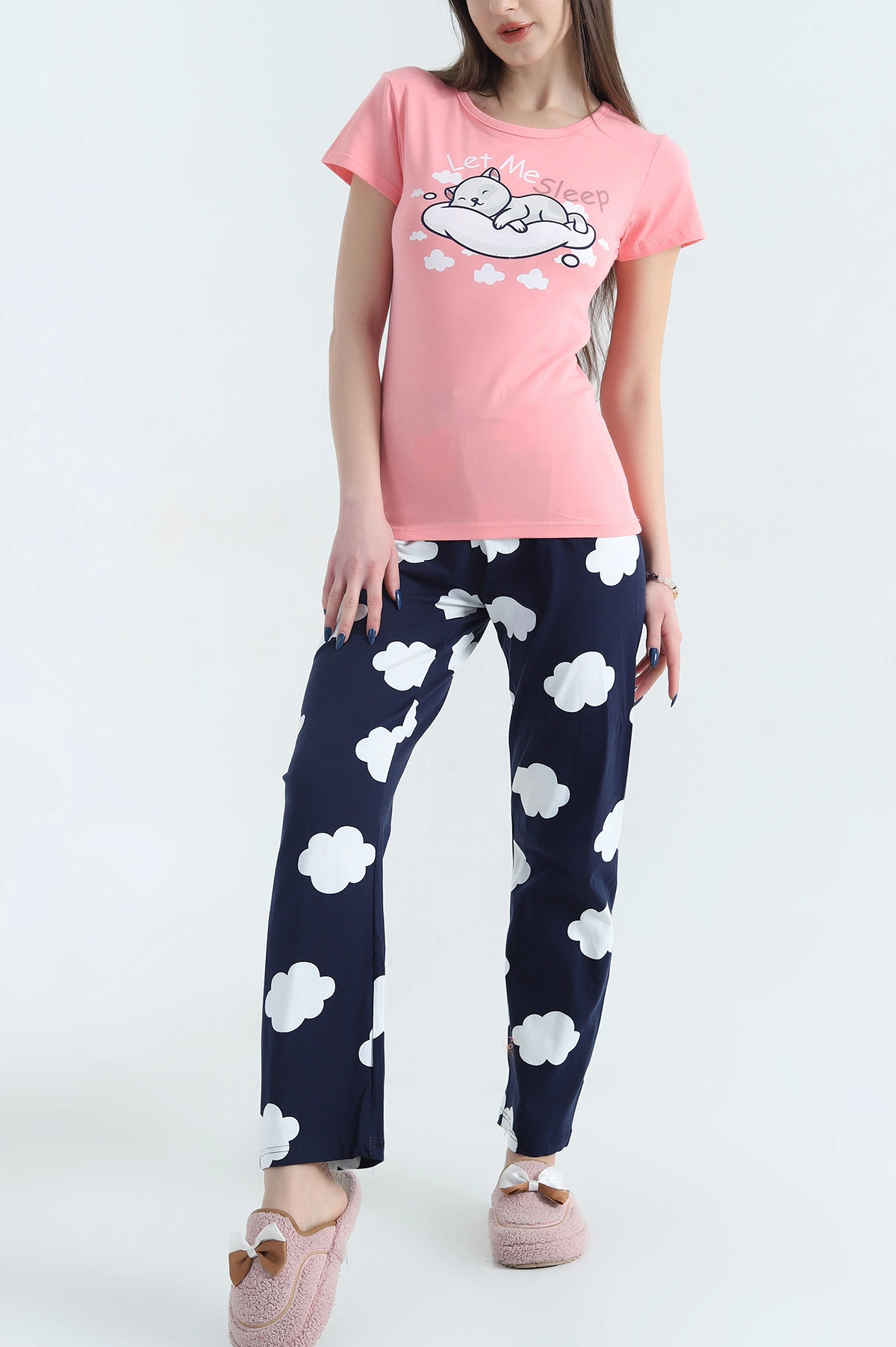 Desenli Penye Kadın Pijama Takımı 341718