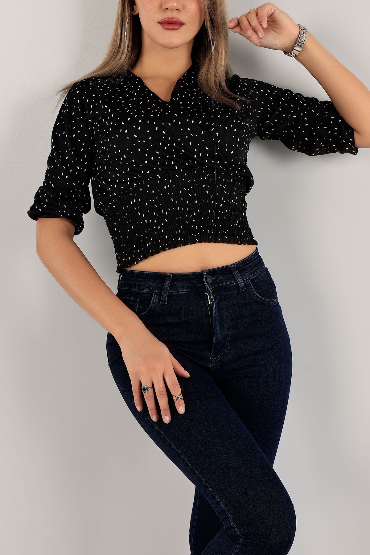 Desenli Beli Gipeli Bluz 137597