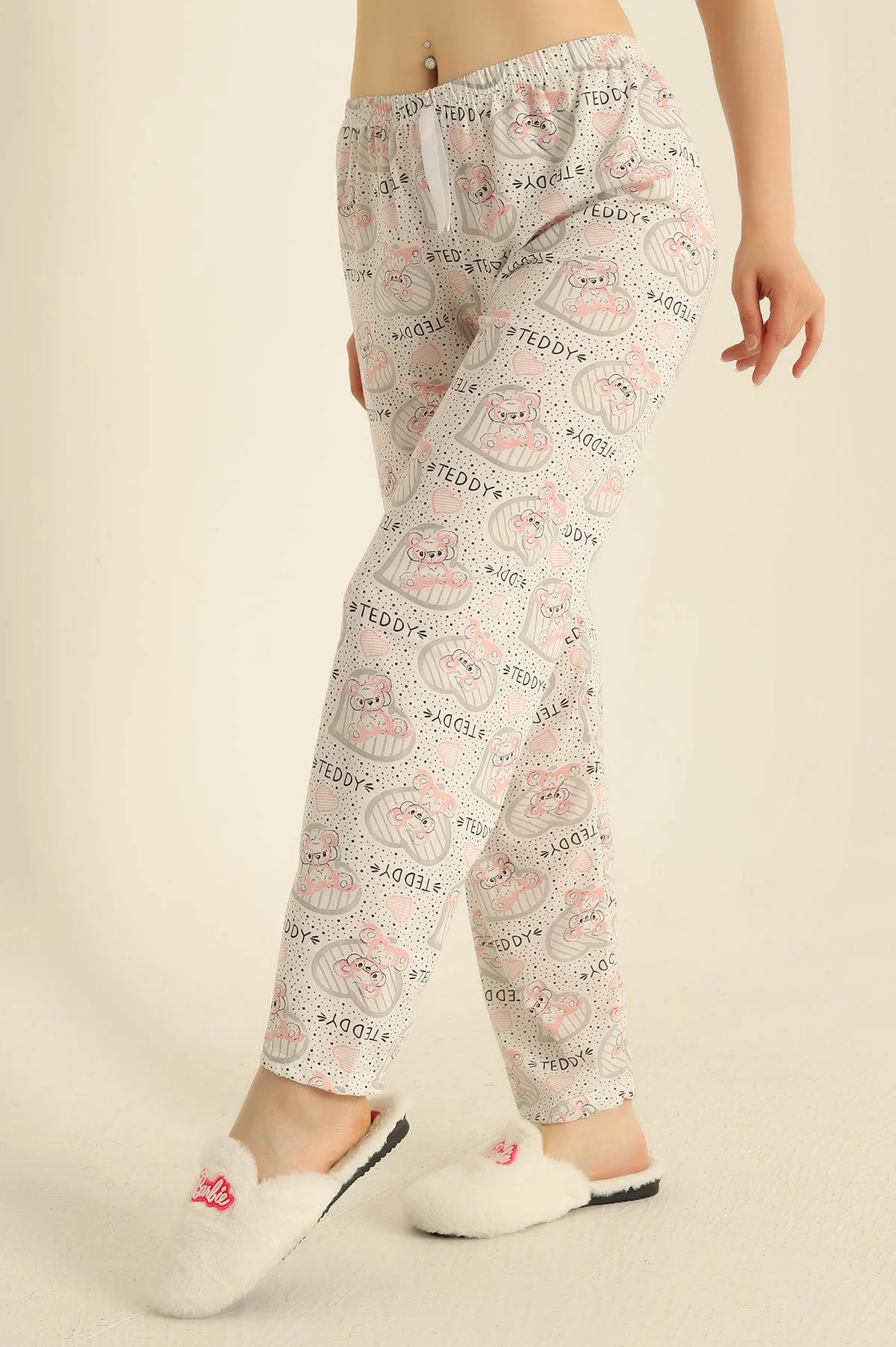 Desenli Beli Lastikli Pijama Altı 278538