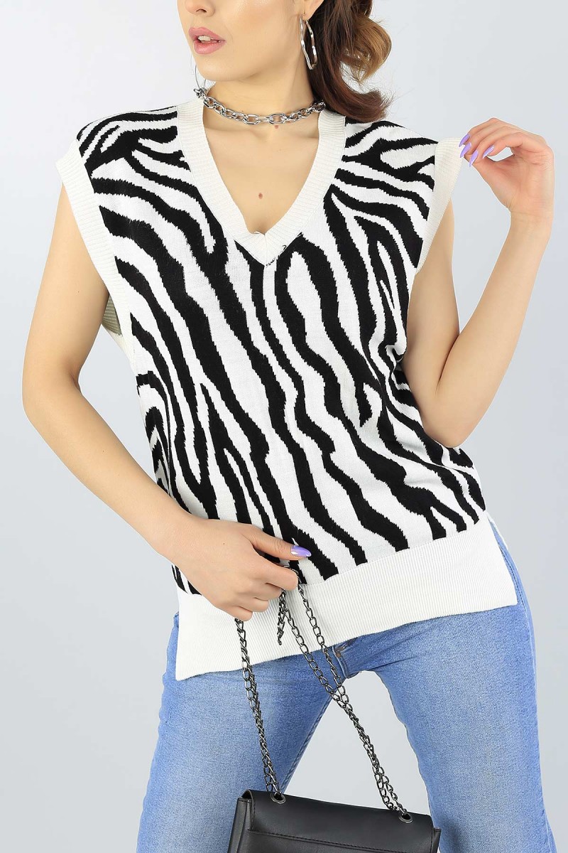 Desenli Desenli Bayan Triko Süveter 56036