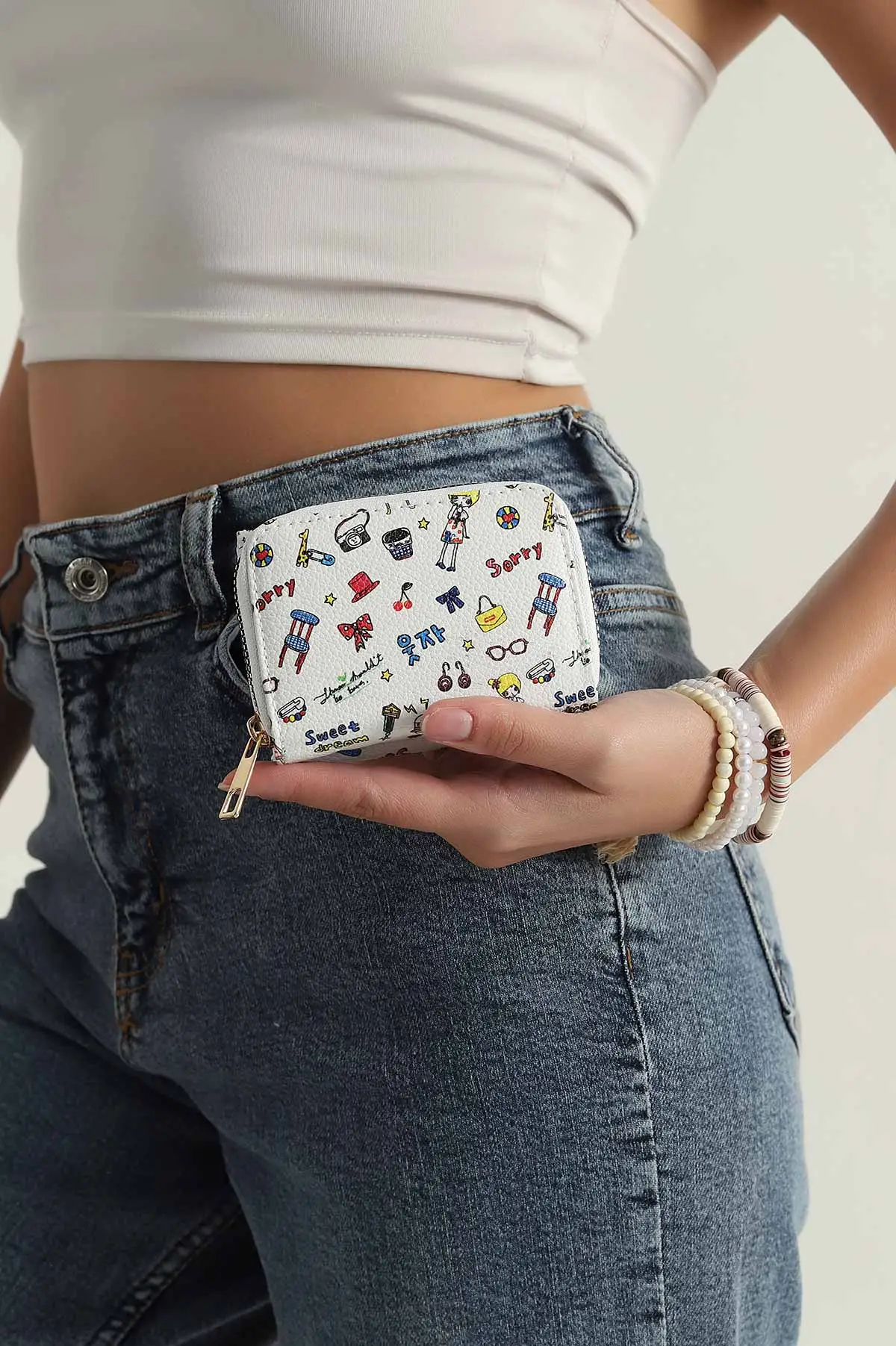 Desenli Fermuarlı Kadın Cüzdan 382619