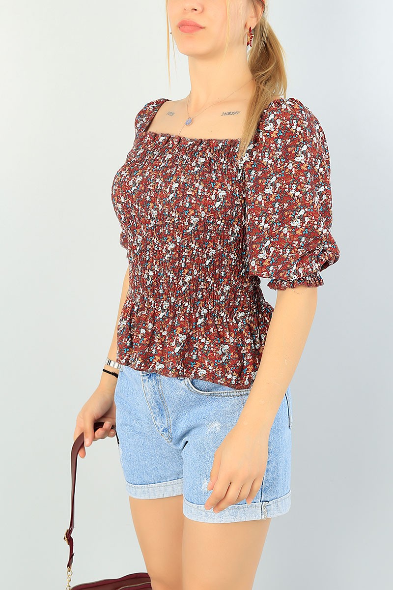 Desenli Gipeli Tasarım Dokuma Bluz 66134