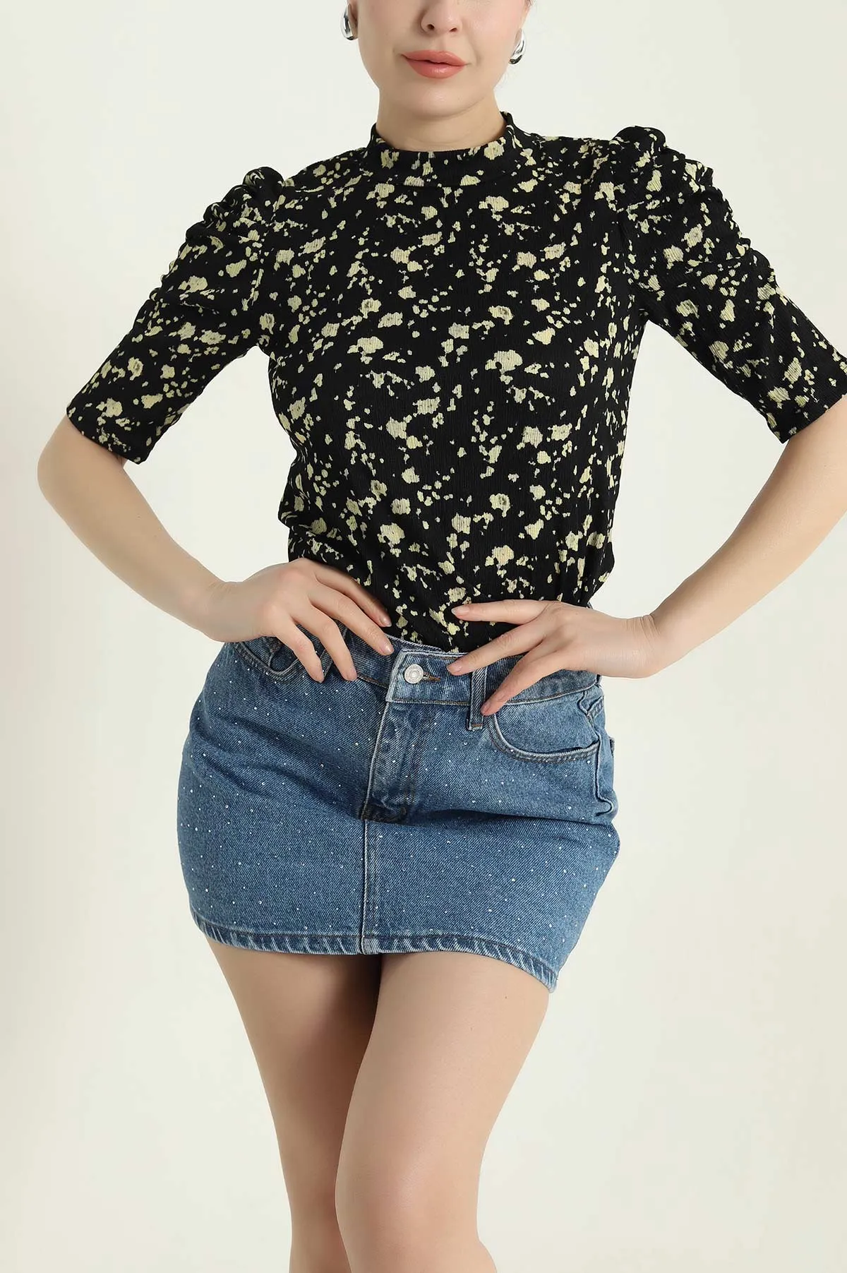 Desenli Krinkıl Kadın Bluz 438420