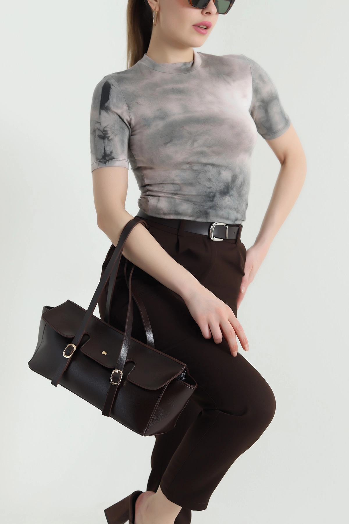 Desenli Likralı Viskon Kadın Bluz 444660