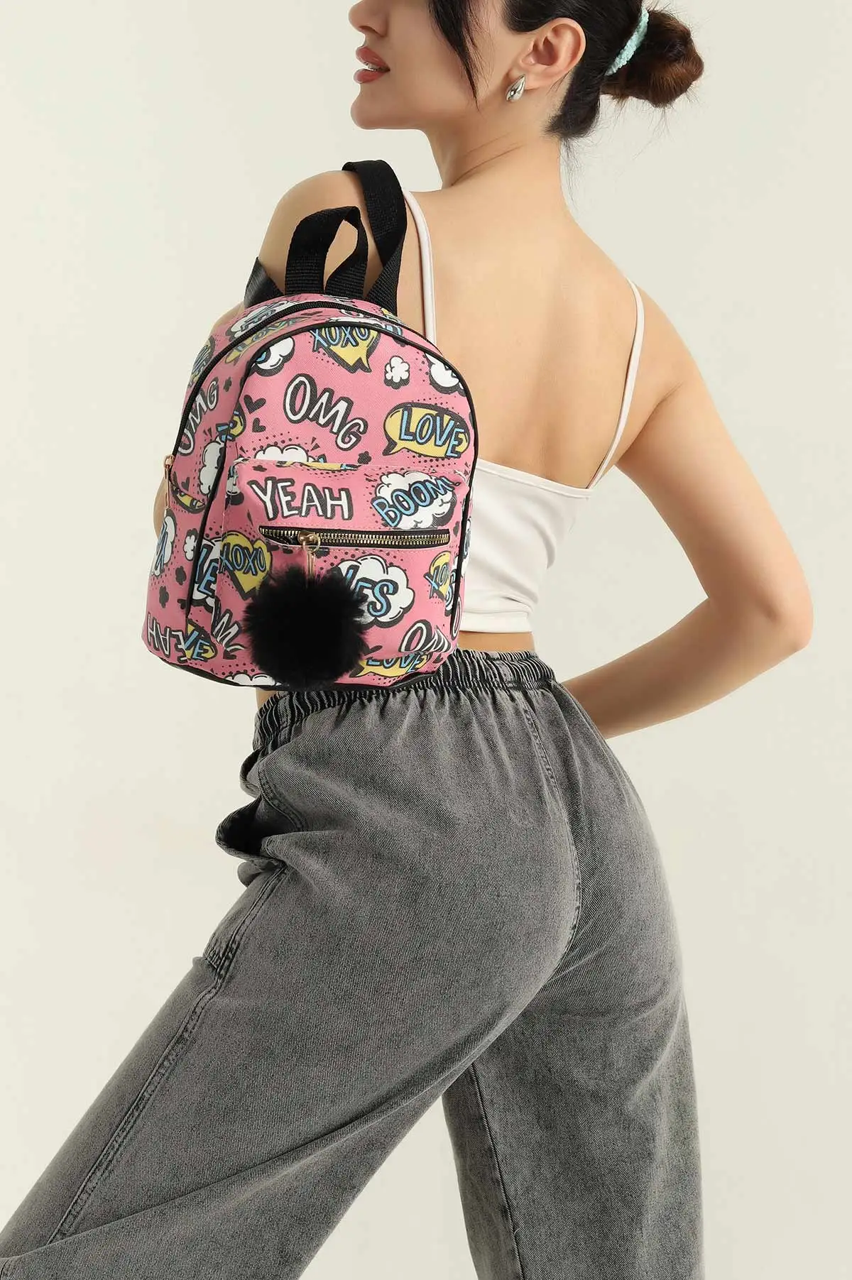 Desenli Mini Boy Kadın Sırt Çantası 355552