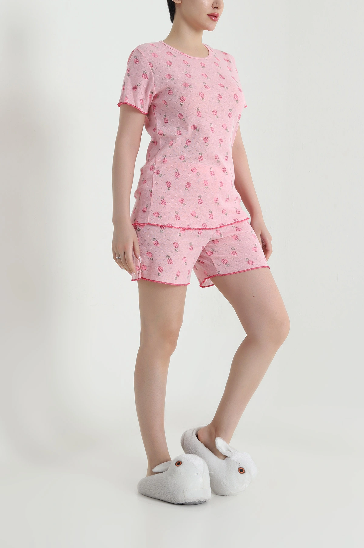 Desenli Pointel Şortlu Kadın Pijama Takımı 462269