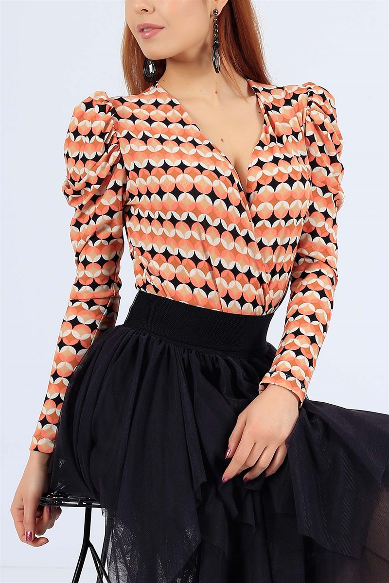 Desenli Pudra Zıbın Bluz 26281B