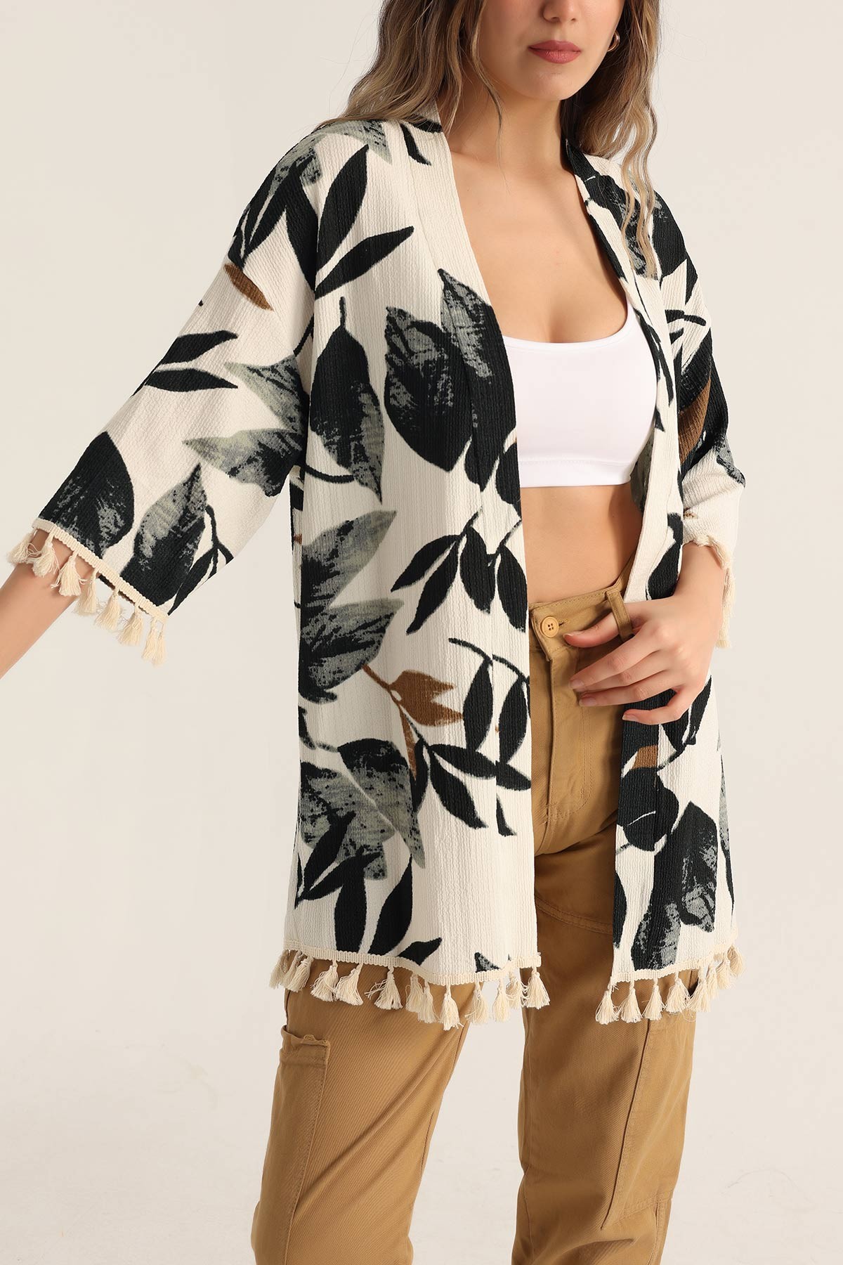 Desenli Püsküllü Bürümcük Kimono 173680