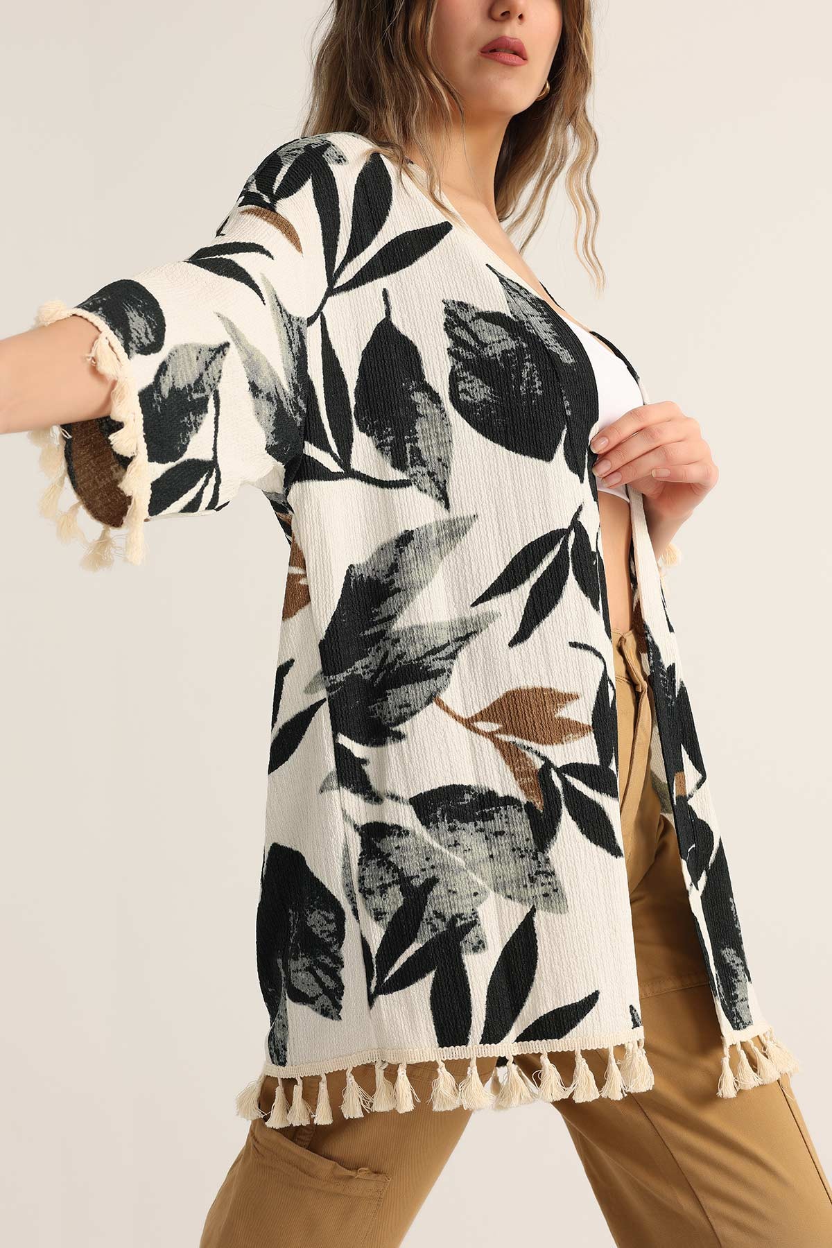 Desenli Püsküllü Bürümcük Kimono 173680