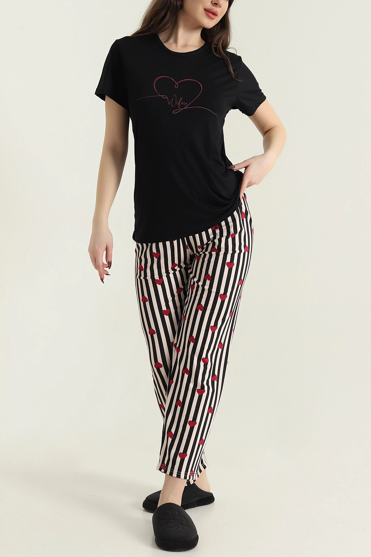 Desenli Stella Viskon Kadın Pijama Takımı 434404