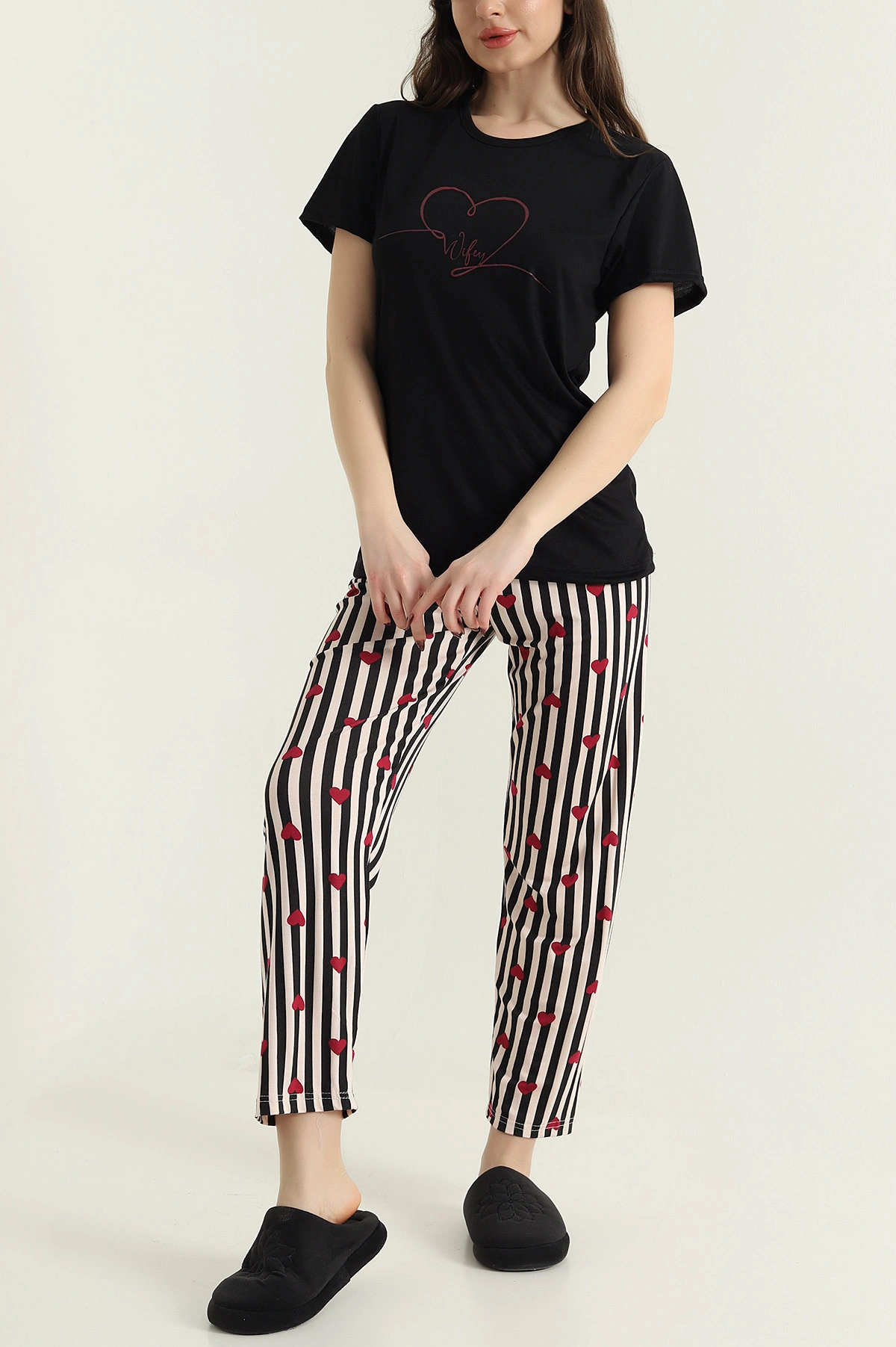 Desenli Stella Viskon Kadın Pijama Takımı 434404