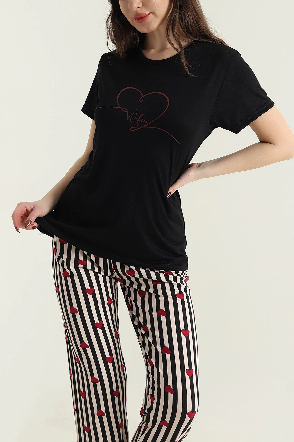Desenli Stella Viskon Kadın Pijama Takımı 434404