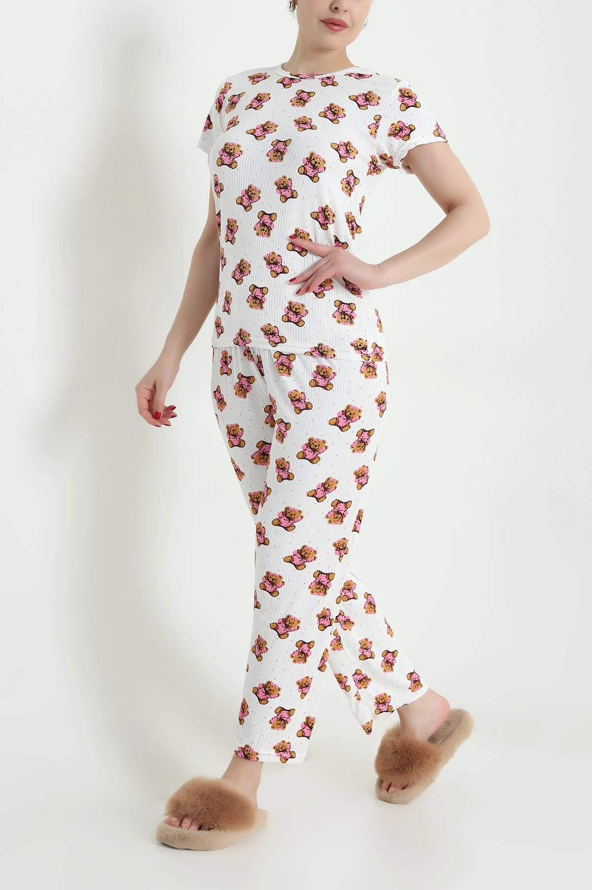 Desenli Viskon Kadın Pijama Takımı 466622